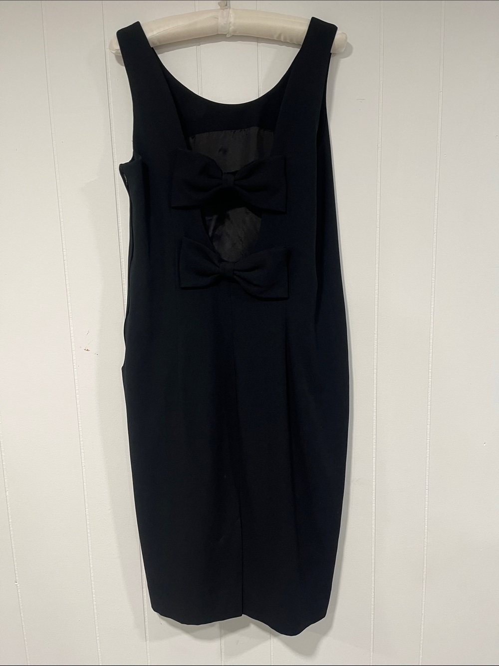 Ann Taylor vintage 12 Black Backless Shift Dress with Double Bows
